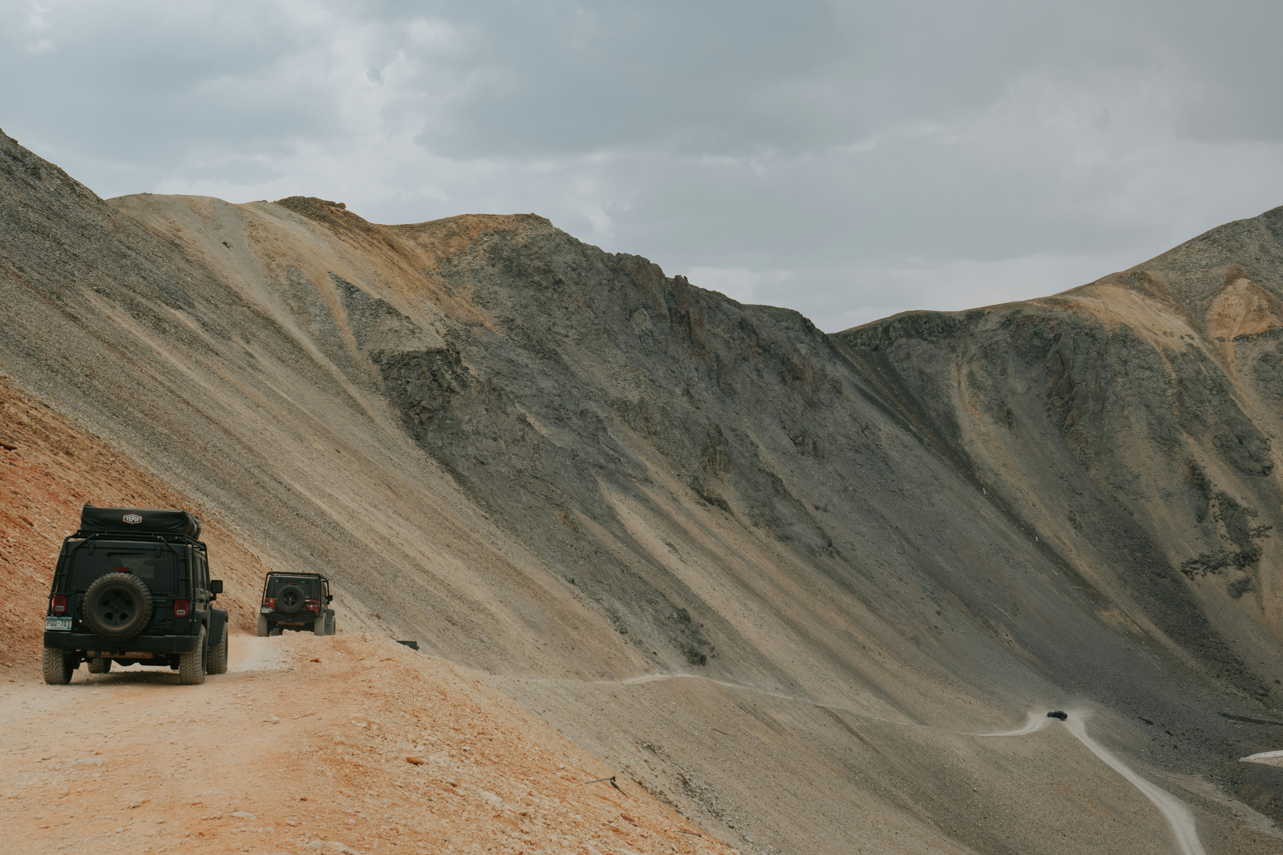 Jeeps on mountain road - Jeep Safari Adventure in Northern Pakistan, Pakistan
